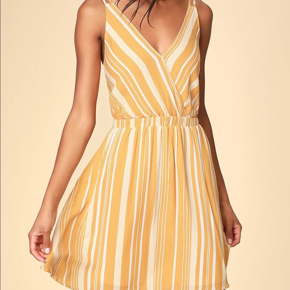 Yellow Striped Backless Dress